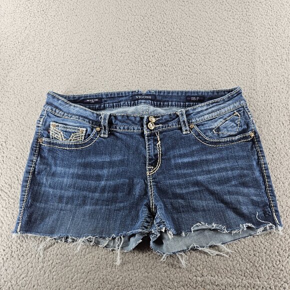 Vigoss Shorts Womens 20 (38x2) Blue Denim Cut Offs Jorts Embroidered - Picture 1 of 16